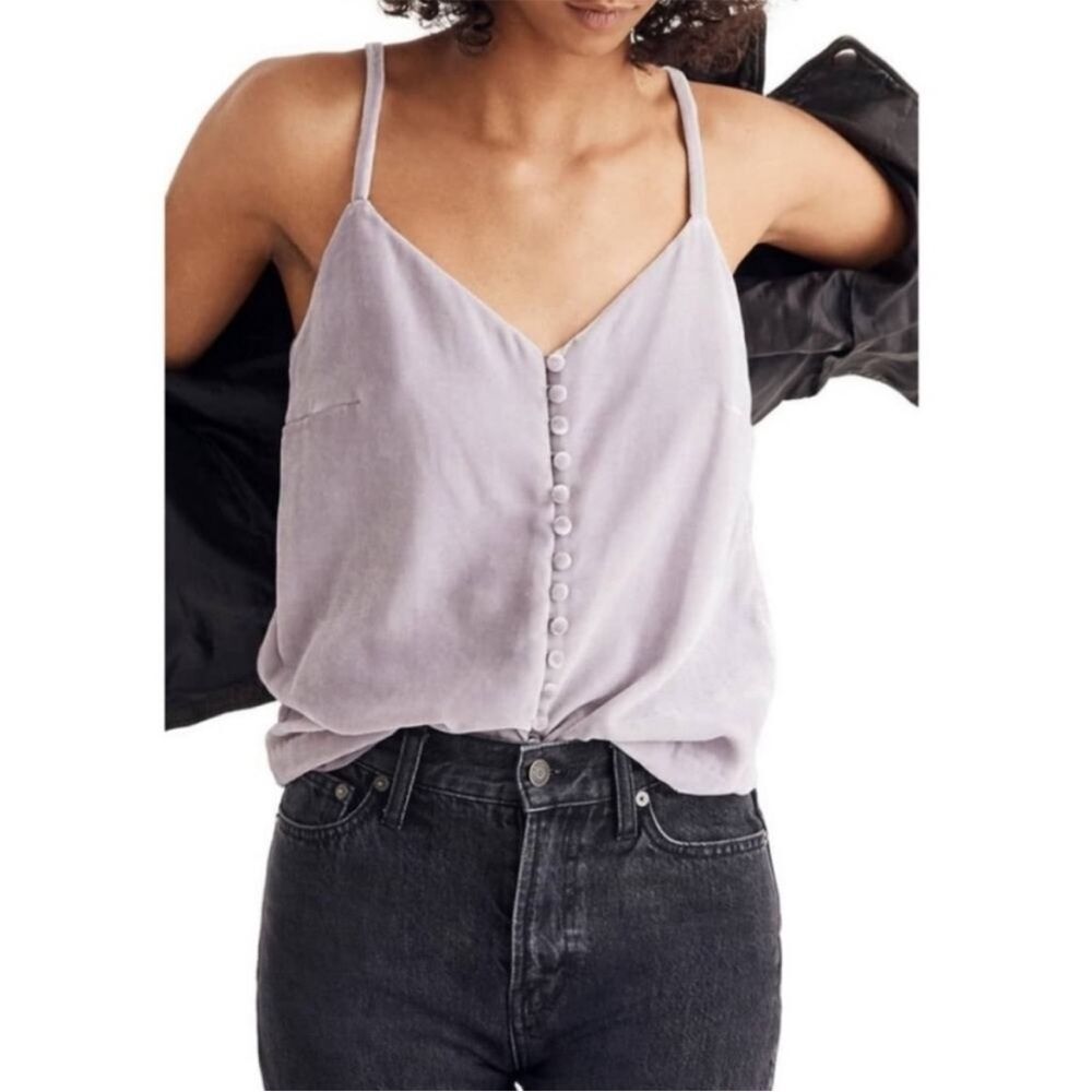 NWT Madewell Lavender Button Front Velvet Tank Top size 0